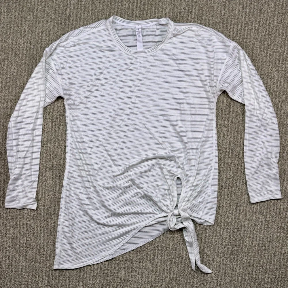 Lululemon Striped Long Sleeve Tie Side Wrap Top Womens 6 Stretch Athleisure‎